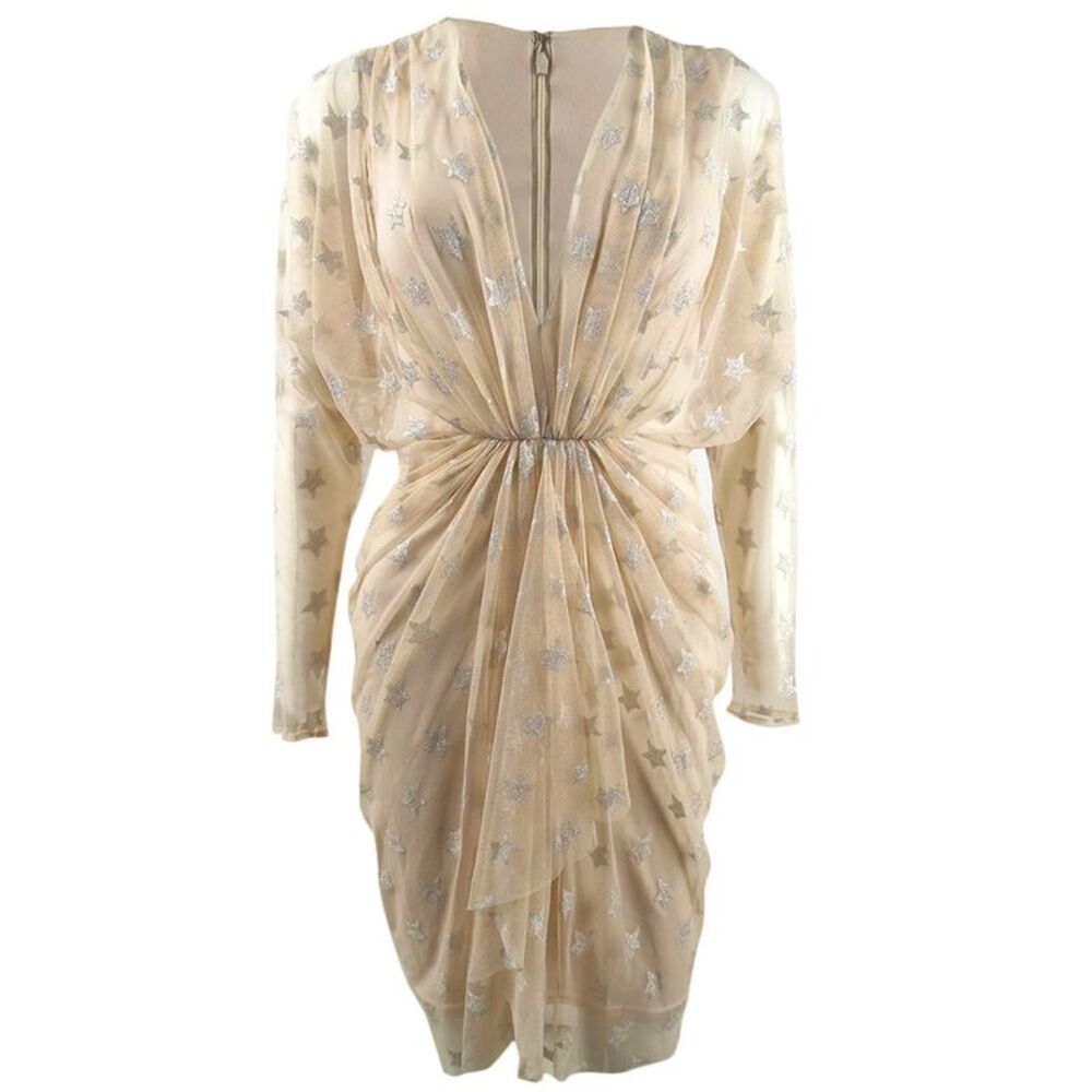 SHO Women's Metallic-Star Sheath Dress - Champagne